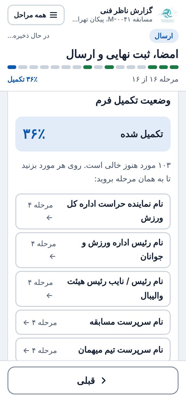 فهرست موارد خالی
